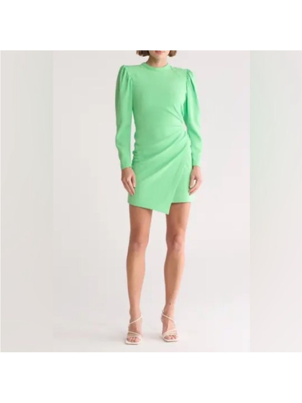 NWT A.L.C. Jane spring bouquet Green Puff-Sleeve Asymmetrical Mini Dress